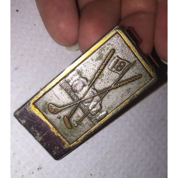 Vintage Silver Metal Anson Golf Crossed Clubs Money Clip - Picture 2 of 4